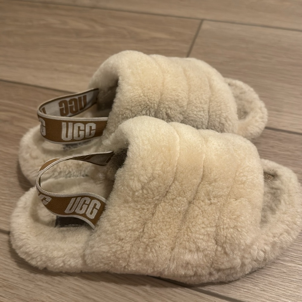 Y2K Spellout UGG WOMENS FLUFF YEAH SLIDE sz 6 - Picture 2 of 10